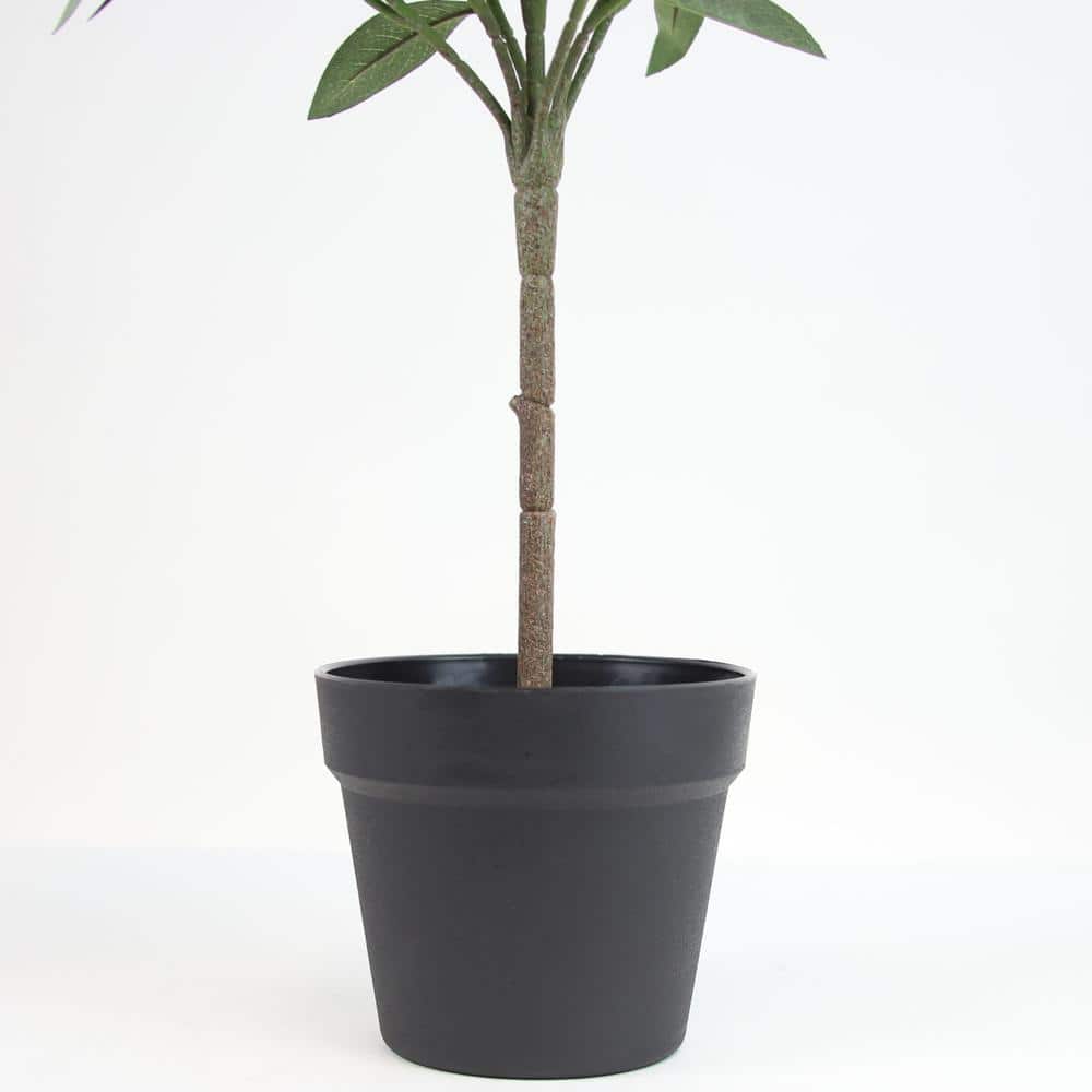 24'' Faux Green Olive Tree in Black Planter Pot