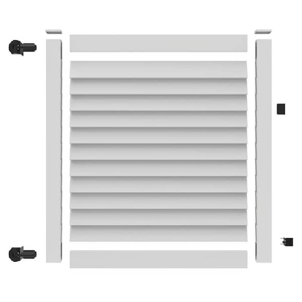 Barrette Outdoor Living Louvered 5 ft. x 6 ft. White Privacy Vinyl Fence Gate