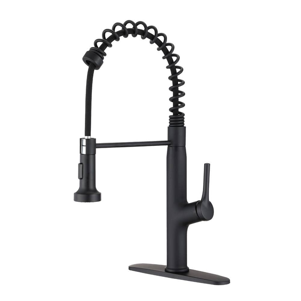 Flynama Single-handle Pull Down Sprayer Kitchen Sink Faucet Deck Mount in  Matte Black（Fit 1Hole or 3 Hole） MS-QY-ZH9936-MB