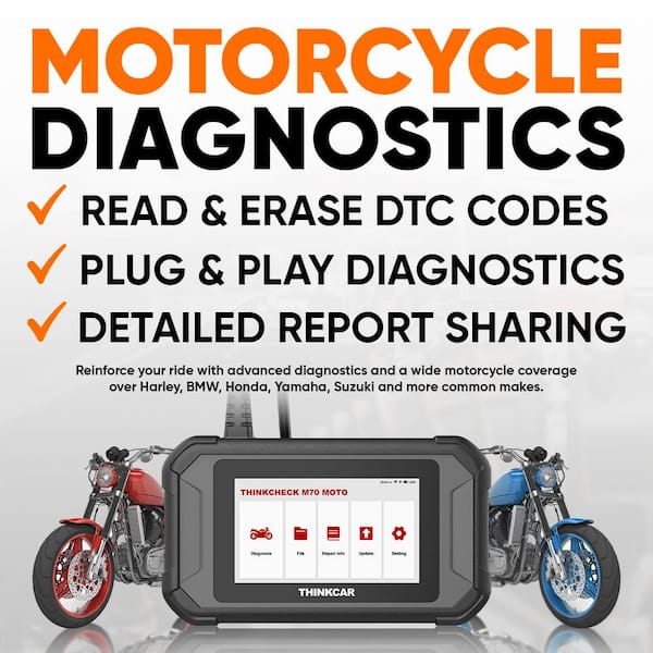 5" in. Motorcycle Full System OBD2 Scanner Diagnostic Tool - THINKCHECK MOTO