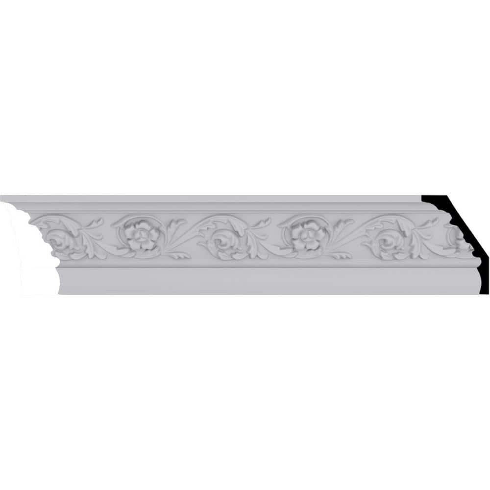 3 1/8"H x 2 1/8"P x 3 3/4"F x 94 1/2"L Floral Crown Moulding