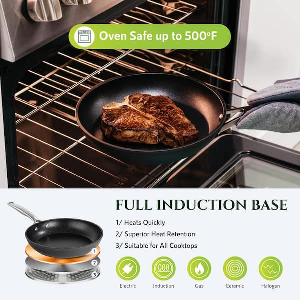 Granitestone14 inch Nonstick Fry Pan Family Sized Open Skillet Oven and  Dishwasher Safe 