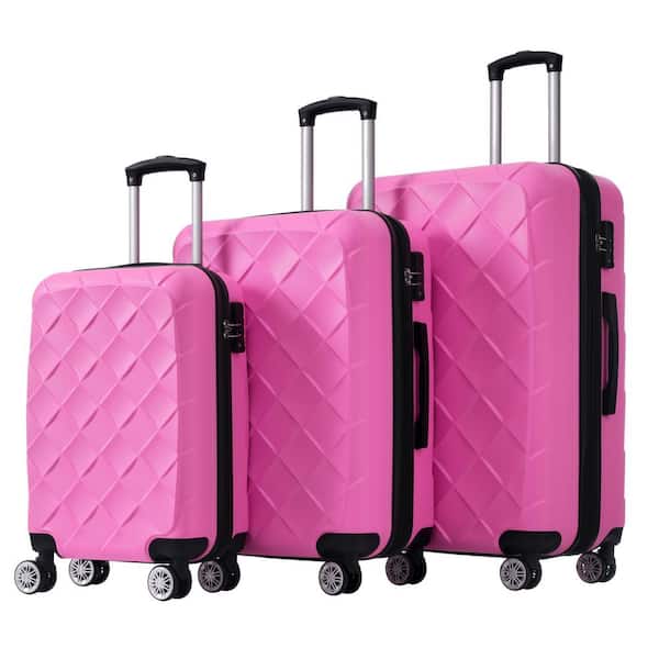 Merax 3-Piece Pink Expandable ABS Hardshell Spinner 20 in. 24 in. 28 in.  Luggage Set with TSA Lock