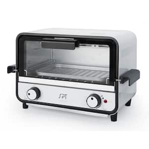 800-Watt 2-Slice White Toaster Oven with Easy Grasp and Timer