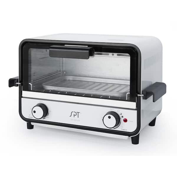 SPT 800-Watt 2-Slice White Toaster Oven with Easy Grasp and Timer