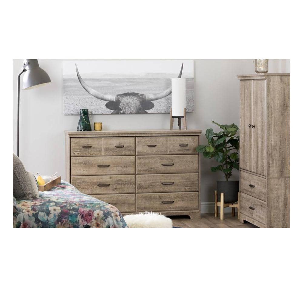 Cottage Charm Weathered Oak Double Dresser with Soft Close Drawers