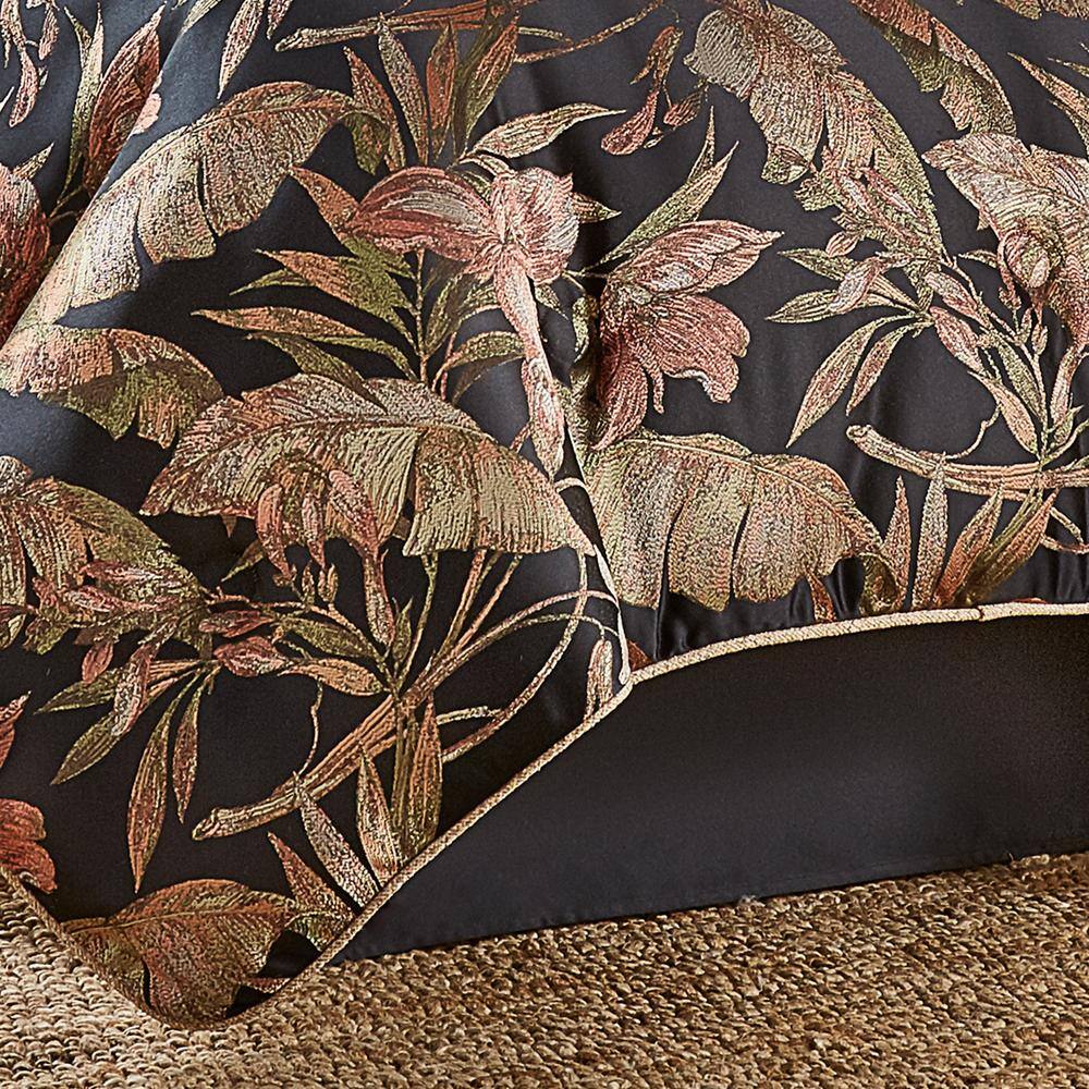 California King Black Microfiber Tropical Comforter Set