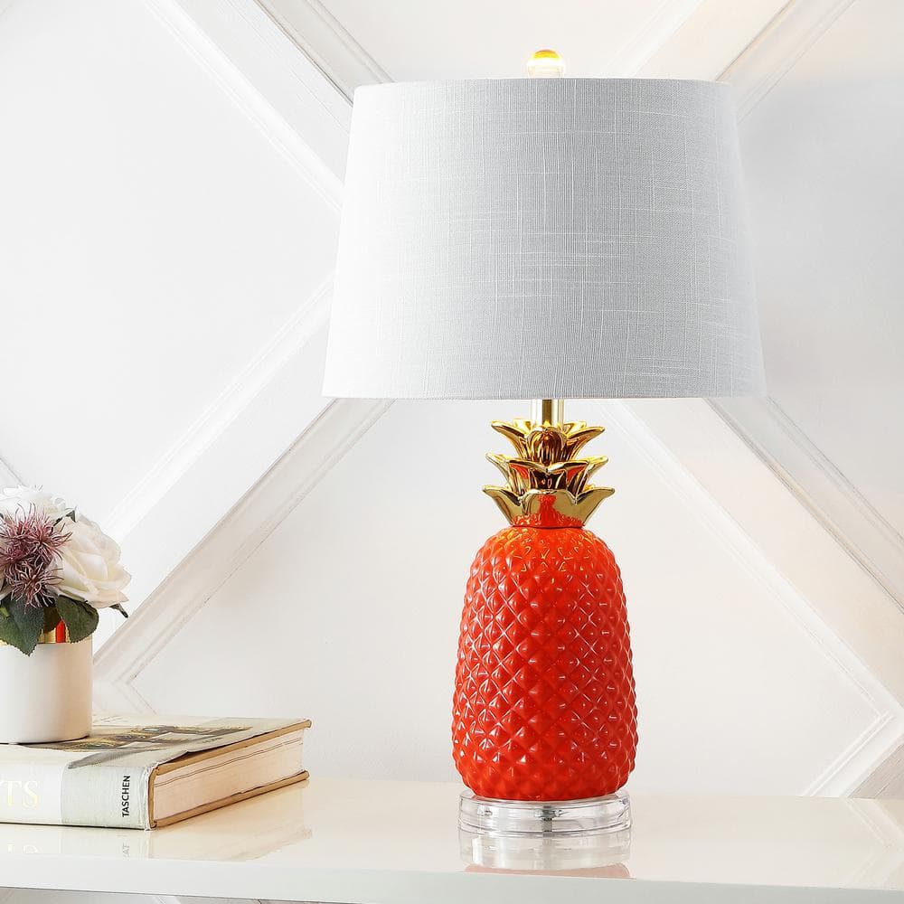 JONATHAN Y Pineapple 23 in. Classic Vintage Ceramic LED Table Lamp,  Orange/Gold JYL4019E - The Home Depot