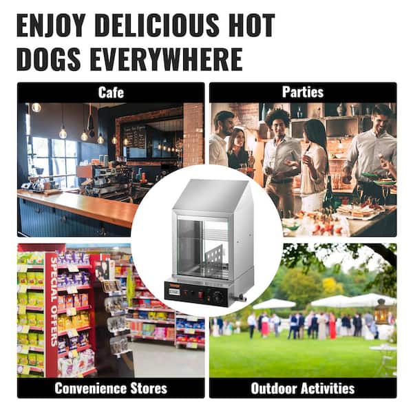 VEVOR Hot Dog Machine 36 L, 2-Tier Hot Dog Steamer for 200 Hotdogs & 42 Buns,  1200W Electric Bun Warmer Cooker SPBWJCYBXGGHB49RZV1 - The Home Depot