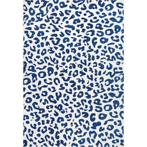 Sebastian Leopard Print Blue 2 ft. 8 in. x 8 ft. Indoor Runner Rug