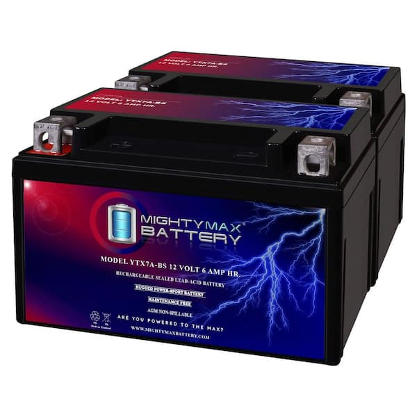 MIGHTY MAX BATTERY 12-Volt 6 AH Sealed Lead AGM Battery for Motorcycle (2-Pack)
