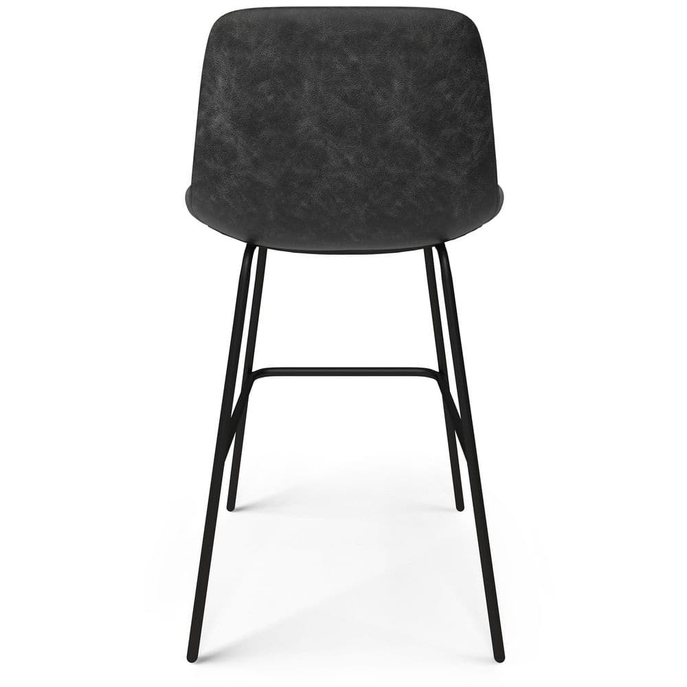 Jolie Distressed Charcoal Grey Faux Leather Counter Height Stools