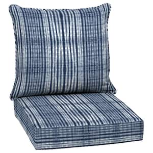 24 in. x 24 in. 2-Piece Deep Seating Outdoor Lounge Cushion in Blue Shibori Stripe
