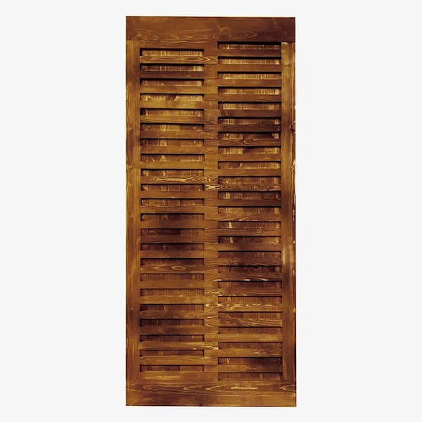 CALHOME Japanese 24 in. x 84 in. Pre Assemble Walnut Stained Thermally Modified Wood Interior Sliding Barn Door Slab