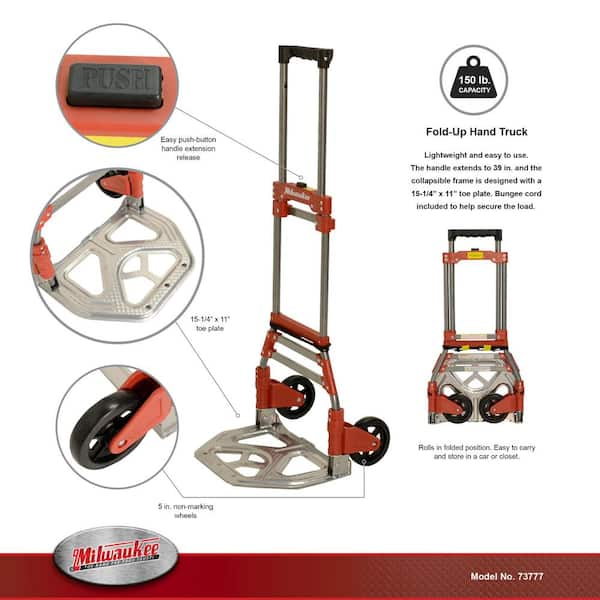 150 lbs. Convertible Fold-Up Steel Hand Truck with One 60 in. Bungee Cord