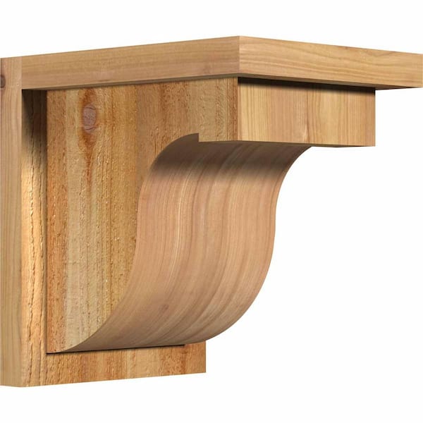 Ekena Millwork 8 in. x 10 in. x 10 in. Western Red Cedar Del Monte Rough Sawn Corbel with Backplate