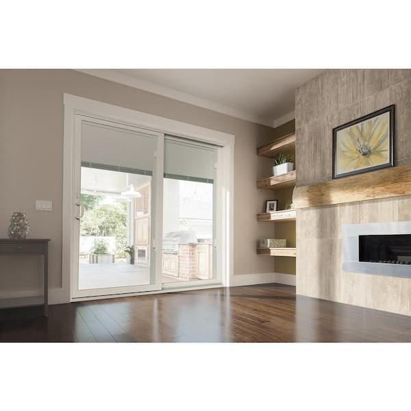 70-1/2 in. x 79-1/2 in. 200 Series White Left-Hand Perma-Shield Gliding Patio Door w/ White Int, Blinds and Nickel Hdw