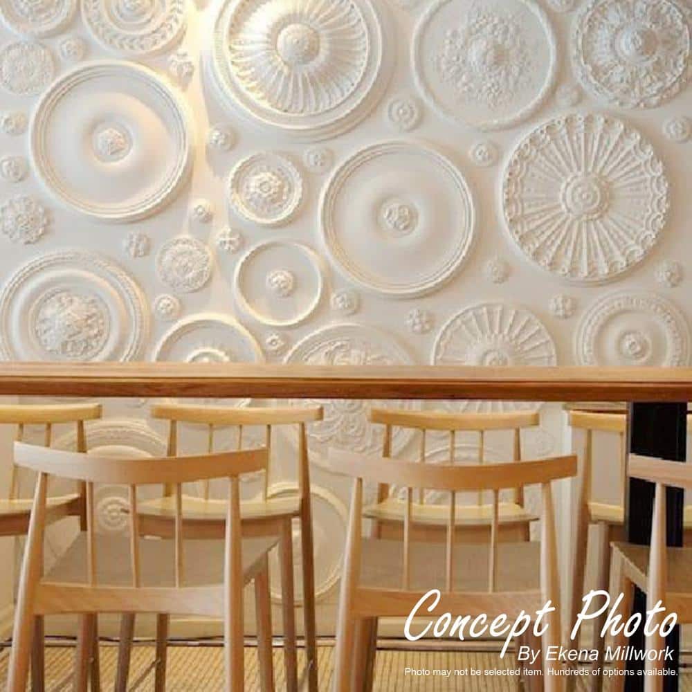 Primed White Urethane Rose Ceiling Medallion, 33 7/8"
