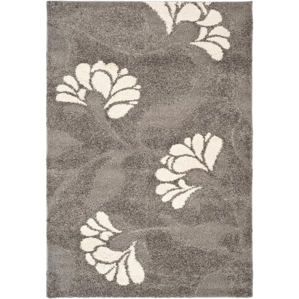 Florida Shag Gray/Beige 9 ft. x 12 ft. Solid Floral Area Rug price history on PriceWatchPro