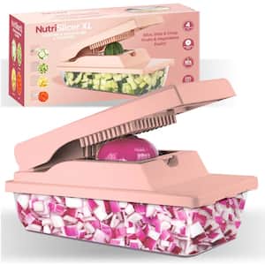 Nutri Slicer XL 4-in-1 Portable Easy Storage Handheld Kitchen Slicer with Storage Container in Pastel Pink