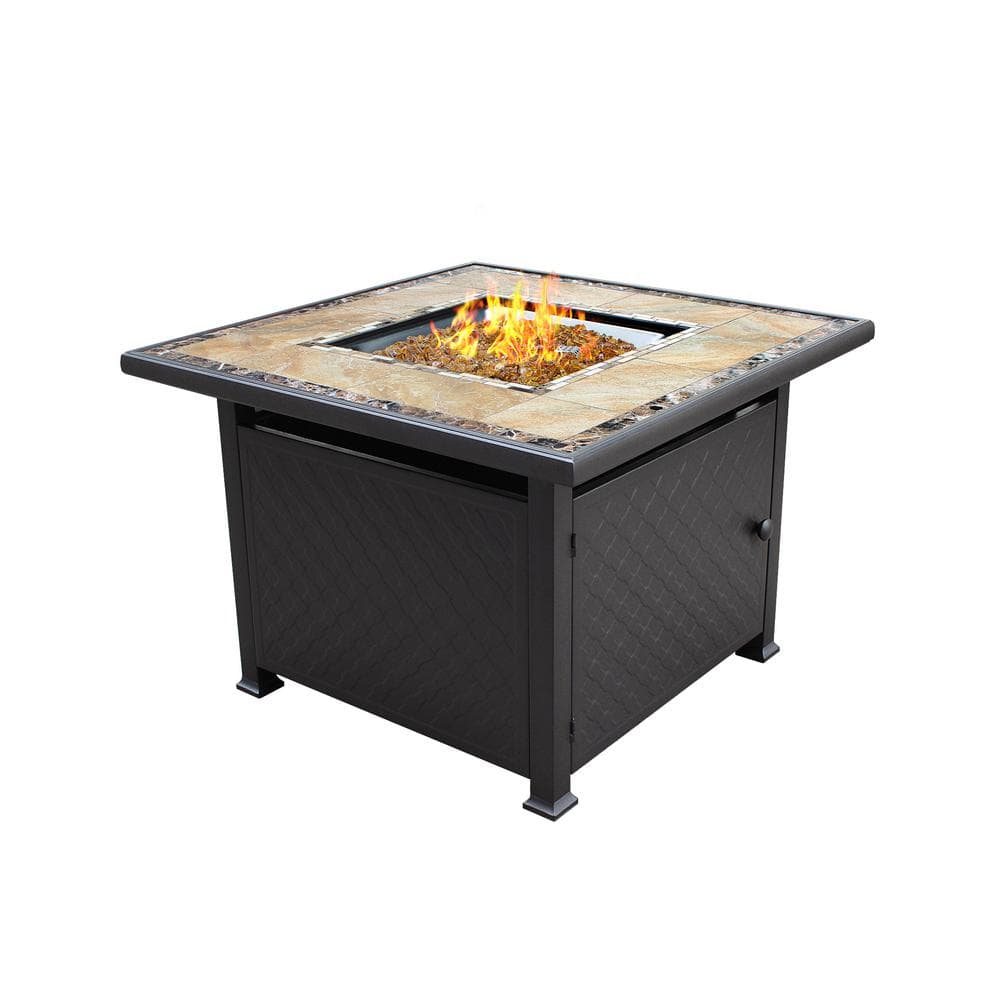 Square Marble Tile Top Propane Fire Pit, Table Top Fire Pit Propane