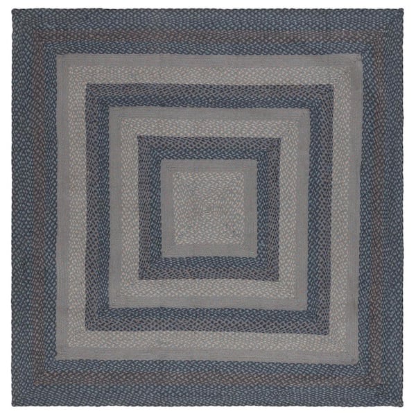 SAFAVIEH Braided Gray Blue 6 ft. x 6 ft. Border Striped Square Area Rug  BRD652B-6SQ - The Home Depot