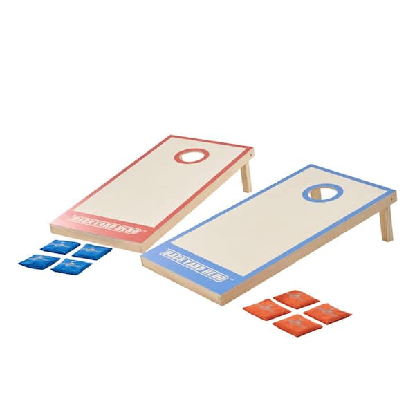4 ft x 2 ft Cornhole Set with Solid Wood Boards, 8 ACA Bean Bags, Weather Resistant Canvas, and Carry Tote