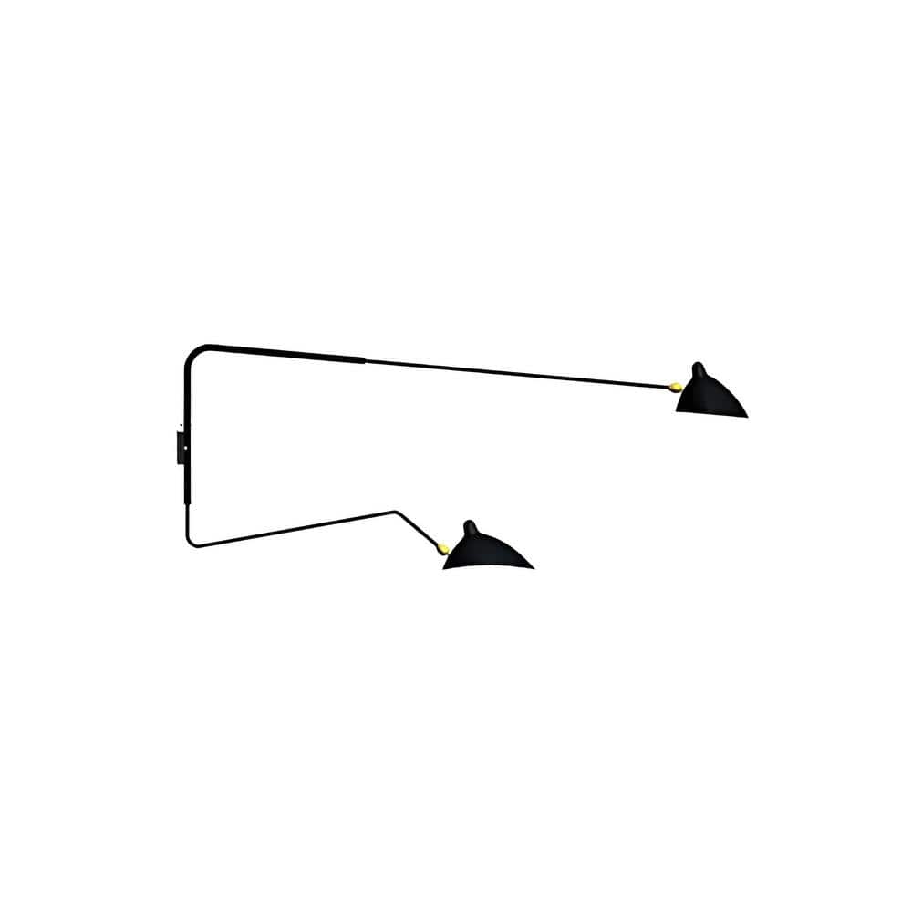 Yasti-Modern 2-Light Black Swing Arm Wall Sconce, Adjustable