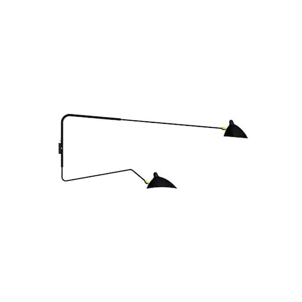 Unbranded Yasti-Modern 2-Light Black Swing Arm Wall Sconce, Adjustable Wall-Lighting for Bedroom, Foyer and Office