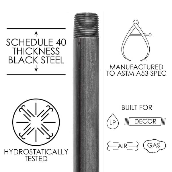 Black Industrial Steel Grey Plumbing Pipe 4-Pack x 36 in PIPE DECOR 3/4 in 