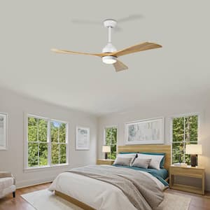 52 in. Indoor/Outdoor White Ceiling Fan with Lights Remote Control, Quiet DC Motor 3 Blade Ceiling Fans