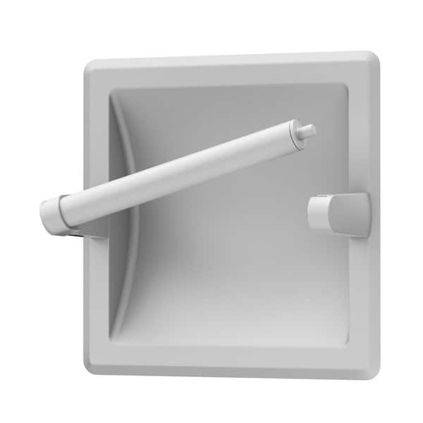Recessed Pivoting Arm Toilet Paper Holder in Matte White
