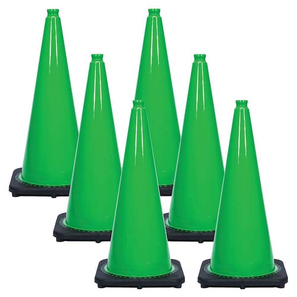 28 in. Green Traffic Cones (6-Pack)