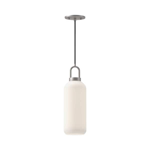 ALORA MOOD Soji 5 in. 1 Light 60-Watt Brushed Nickel/Opal Matte Glass Pendant Light