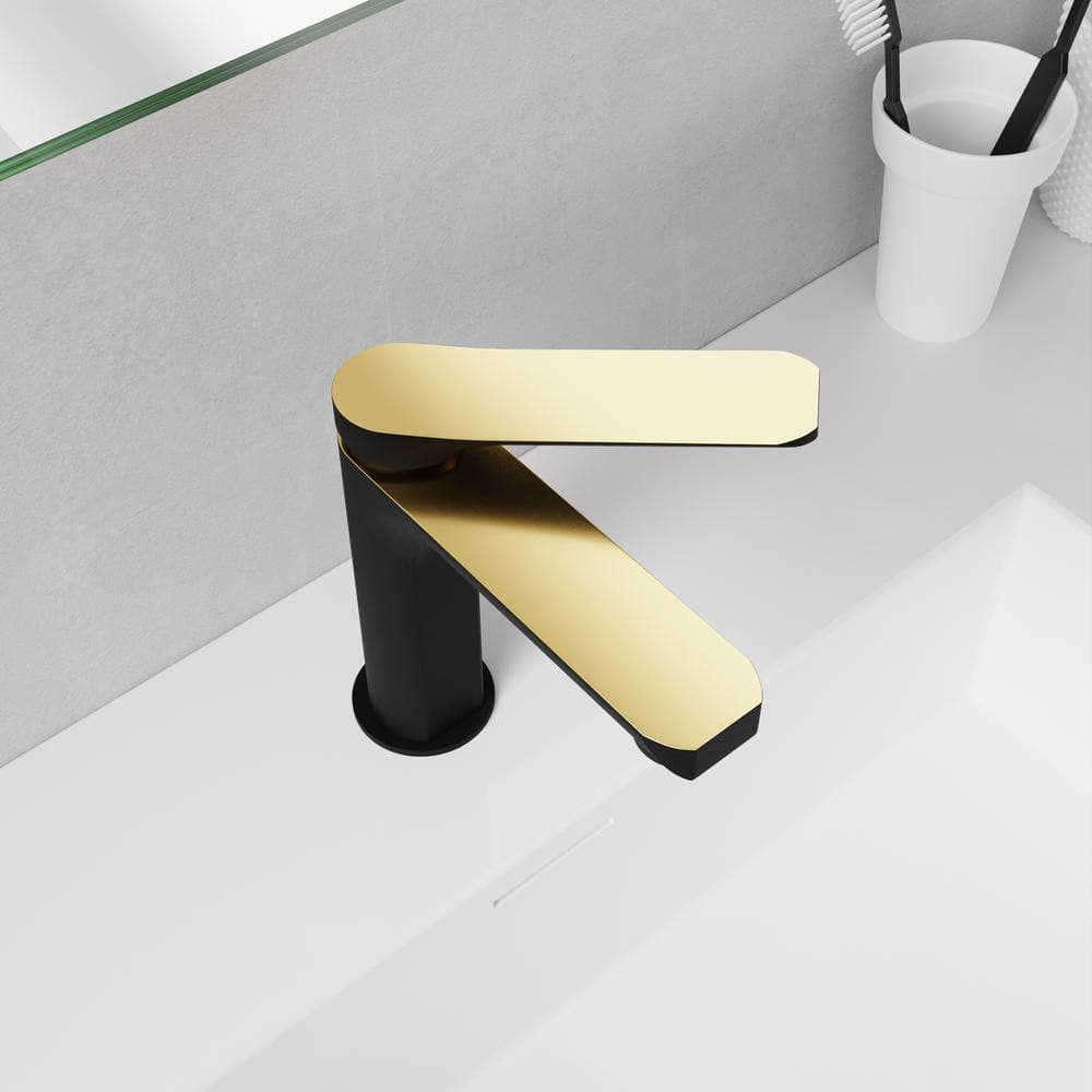Matte Black and Brushed Gold Single Handle Bathroom Faucet