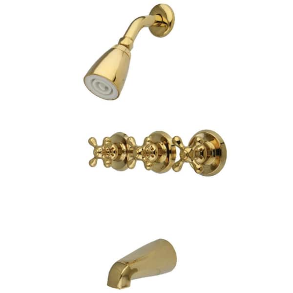 Victorian 3-Handle 1-Spray Tub and Shower Faucet 2 GPM in Polished Brass