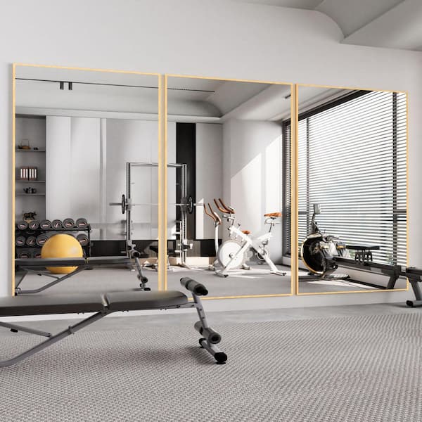 32 in. W x 71.1 in. H Oversized Gold Metal Frame Modern Classic Full Length Floor Standing Mirror