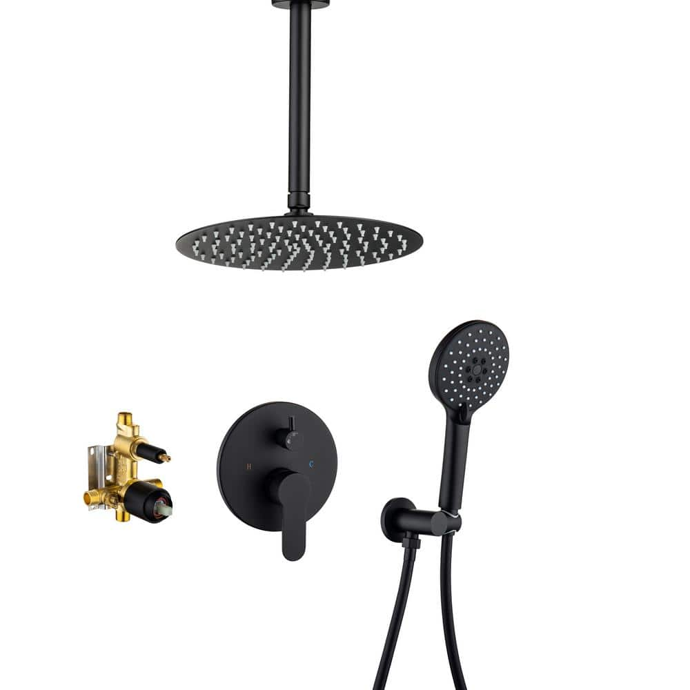 Tahanbath 3-Spray Luxury Bathroom Shower Set Shower Head 2.5 GPM Wall  Mounted Ceramic Style Shower System in Matte Black X-W1219-W1219106070 -  The Home Depot