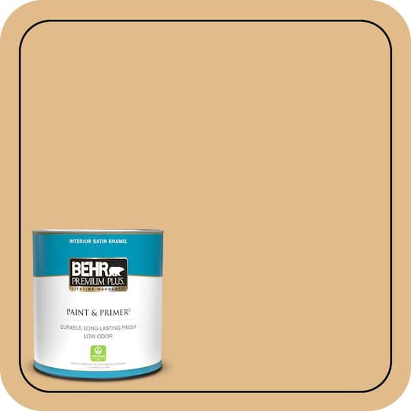 BEHR PREMIUM PLUS 1 qt. #M280-4 Royal Gold Satin Enamel Low Odor Interior Paint & Primer