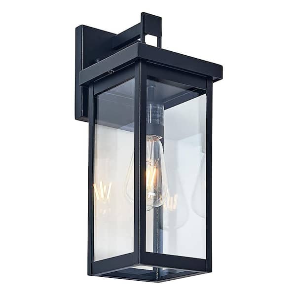 Unbranded 16 in. Black Outdoor Hardwired Wall Lantern Sconce with No Bulbs Included