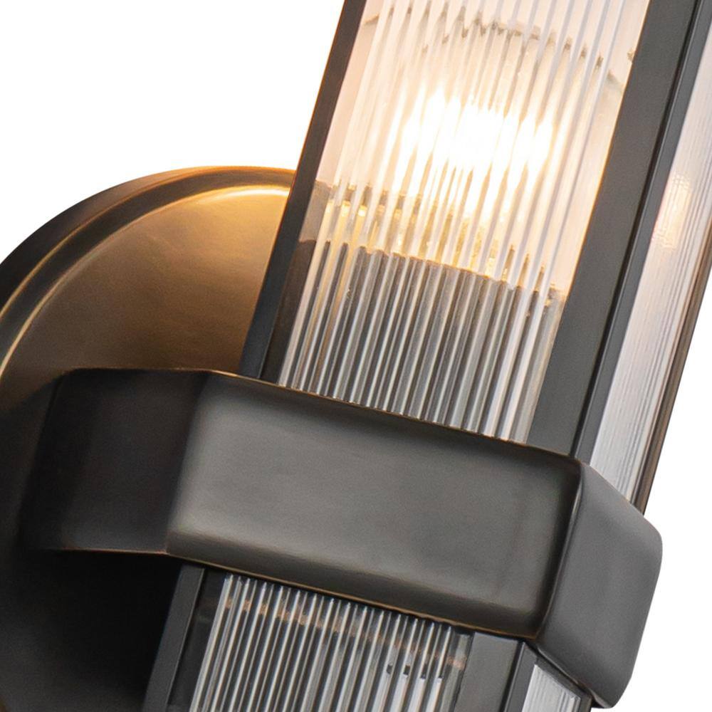 Urban Bronze Ribbed Glass Vanity Wall Sconce