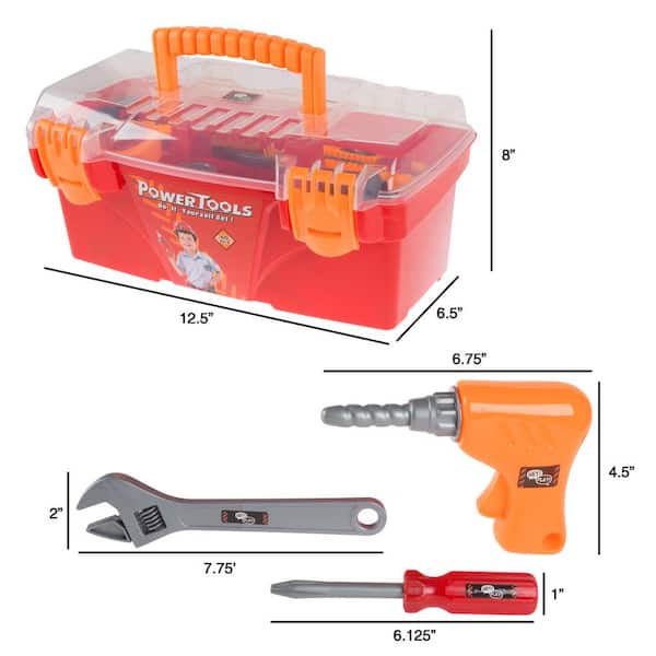 Toy Tool Set Contains Tool Box Electric Kids Tool Set with Power Toy Drill 