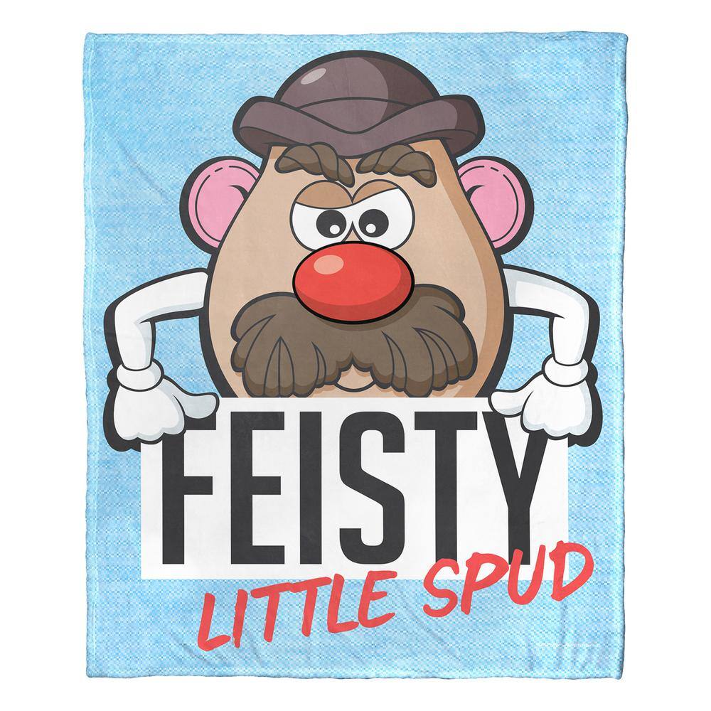 Feisty Little Spud Blue Sherpa Kids Throw Blanket