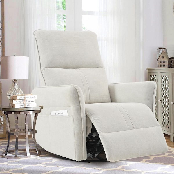 Gray Polyester Upholstered Manual Rocking 360° Swivel RV Recliner Chair with 2 Pockets