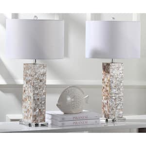 Jacoby 28.9 in. Cream Shell Table Lamp with White Shade (Set of 2)