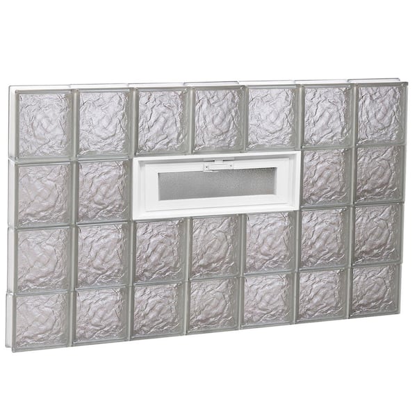 Clearly Secure 40.25 in. x 29 in. x 3.125 in. Frameless Ice Pattern Vented Glass Block Window