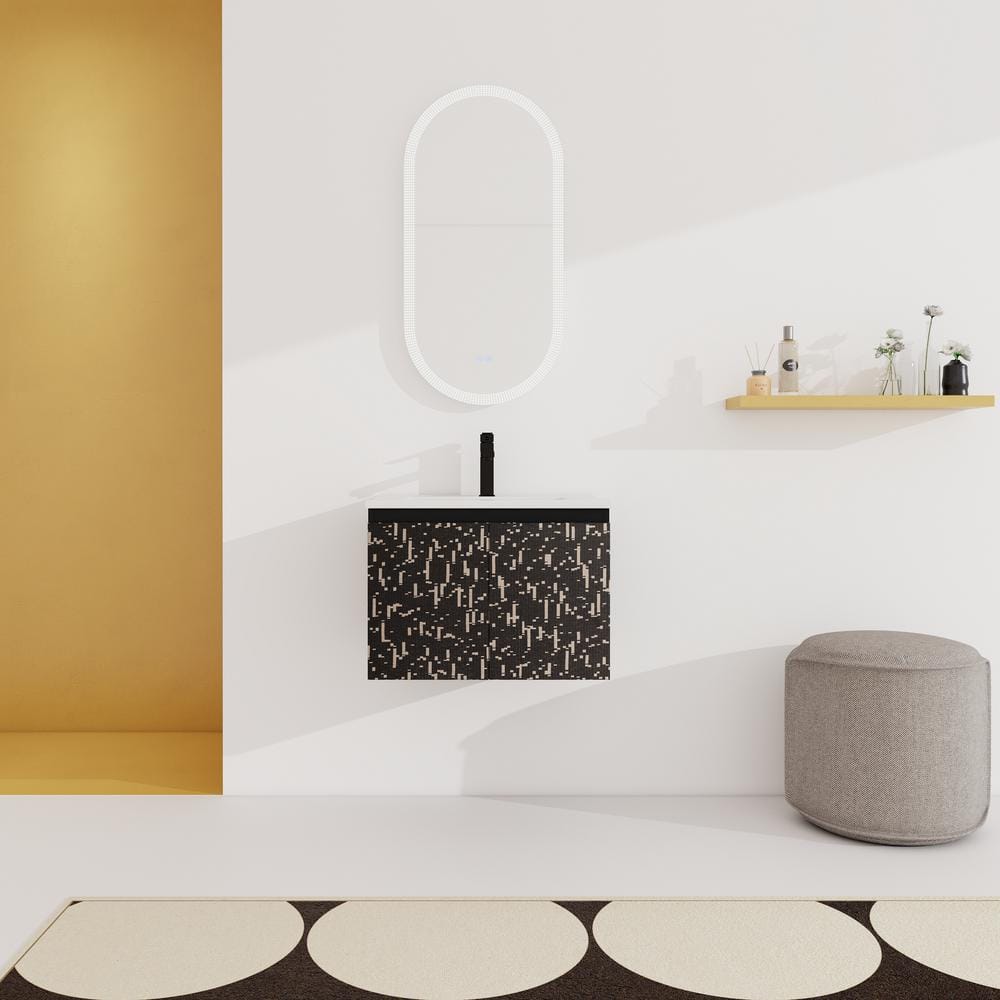 24 in. W x 18 in. D x 17 in. H Single Sink Floating Bath Vanity in Black wi