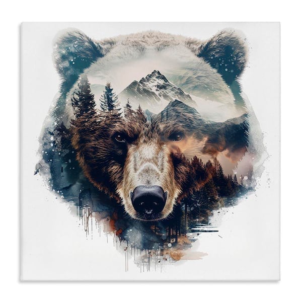 Bear Head Silhouette by LSR Design Studio Unframed Animal Graphic Art Print 17 in. x 17 in.