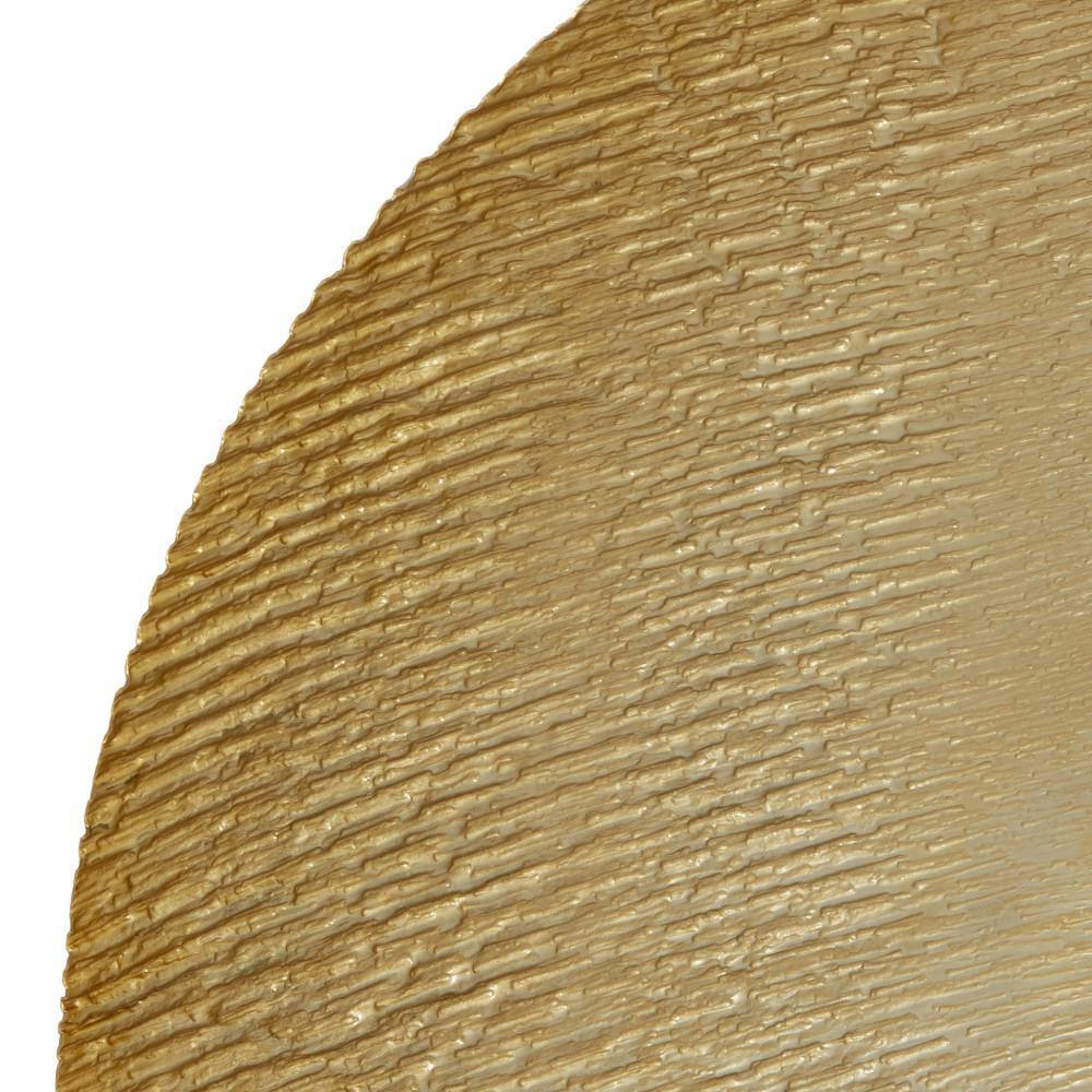 Gold Metal Geometric Plate Sculpture with Wood Stand