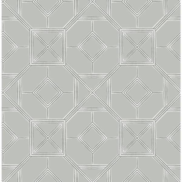 A-Street Prints Livia Grey Trellis Wallpaper Sample